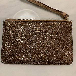 Glitter Gold Coach Wristlet